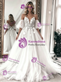 Sexy White Tulle Lace Spaghetti Straps Wedding Dress 