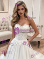 A-Line White Tulle Lace Strapless Wedding Dress