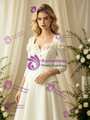 Ivory Long Sleeve Satin Flower Wedding Dress