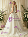 White Tulle Scoop Neck Appliques Wedding Dress