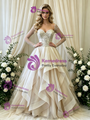 Ivory Tulle Long Sleeve Beading Wedding Dress