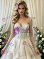 Ivory Tulle Long Sleeve Beading Wedding Dress