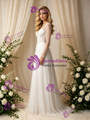 Long Sleeve V-Neck Backless Pleats Beading Wedding Dress