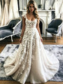 A-Line Tulle Lace Appliques Straps Wedding Dress