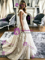 A-Line Tulle Lace Appliques Straps Wedding Dress