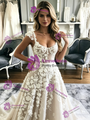 A-Line Tulle Lace Appliques Straps Wedding Dress