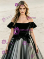 Black Tulle Off The Shoulder Appliques Wedding Dress