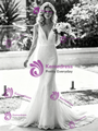 White Mermaid V-Neck Long Sleeve Wedding Dress