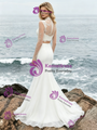 White Mermaid Lace Two Piece Long Sleeve Wedding Dress