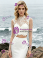 White Mermaid Lace Two Piece Long Sleeve Wedding Dress