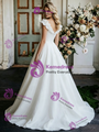 White Satin V-neck Flower Wedding Dress