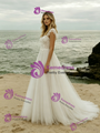 White Tulle Lace Straps Wedding Dress
