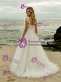 White Tulle Lace Straps Wedding Dress