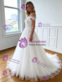White Tulle Straps Lace Appliques Wedding Dress