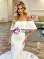 Simple White Mermaid Off The Shoulder Wedding Dress