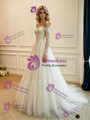 White Tulle Lace Long Sleeve Wedding Dress