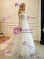 White Tulle Lace Long Sleeve Wedding Dress