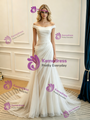 White Mermaid Tulle Off The Shoulder Split Wedding Dress