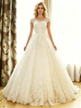 White Tulle Lace Cap Sleeve Wedding Dress