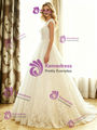 White Tulle Lace Cap Sleeve Wedding Dress