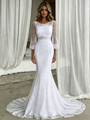 White Mermaid Lace Short Sleeve Wedding Dress