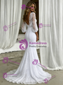 White Mermaid Lace Short Sleeve Wedding Dress