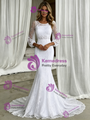 White Mermaid Lace Short Sleeve Wedding Dress