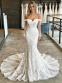 Sexy White Mermaid Lace Long Sleeve Wedding Dress