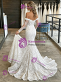 Sexy White Mermaid Lace Long Sleeve Wedding Dress