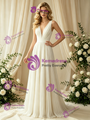 A-Line Ivory V-Neck Pleats Wedding Dress