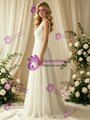 A-Line Ivory V-Neck Pleats Wedding Dress