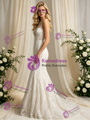 Sexy Beige White Mermaid Tulle Appliques Wedding Dress