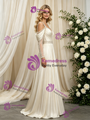 Ivory Long Sleeve Straps Pleats Beading Wedding Dress