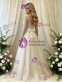 Ivory Tulle V-Neck Long Sleeve Beading Wedding Dress