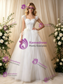 White Tulle Straps Beading Wedding Dress