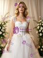 White Tulle Straps Beading Wedding Dress