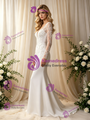 Sexy White Mermaid V-Neck Long Sleeve Wedding Dress