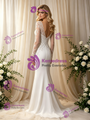 Sexy White Mermaid V-Neck Long Sleeve Wedding Dress