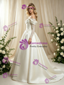 Vintage Ivory Satin Long Sleeve Straps Wedding Dress