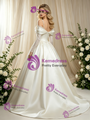Vintage Ivory Satin Long Sleeve Straps Wedding Dress