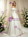 Vintage Ivory Satin Long Sleeve Straps Wedding Dress