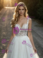White Tulle Straps Lace Wedding Dress