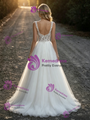 White Tulle Straps Lace Wedding Dress