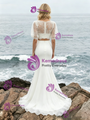 White Mermaid Two Piece V-neck Puff Sleeve Wedding Dress