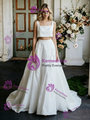 White Satin Straps Sleeveless Wedding Dress