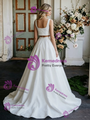 White Satin Straps Sleeveless Wedding Dress
