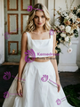 White Satin Straps Sleeveless Wedding Dress