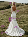 White Mermaid Square Neck Lace 3/4 Sleeve Wedding Dress