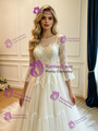 White White Tulle Lace Long Sleeve Wedding Dress