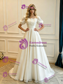 White Strapless Pleats Puff Sleeve Wedding Dress